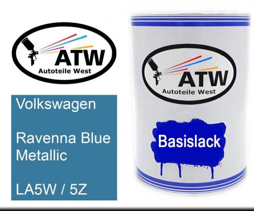 Volkswagen, Ravenna Blue Metallic, LA5W / 5Z: 500ml Lackdose, von ATW Autoteile West.